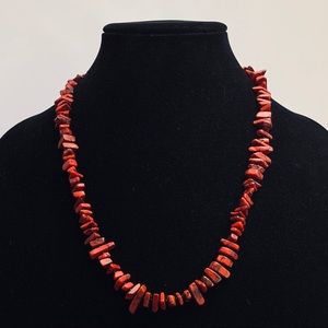 Red turquoise string‎ necklace 12” drop
